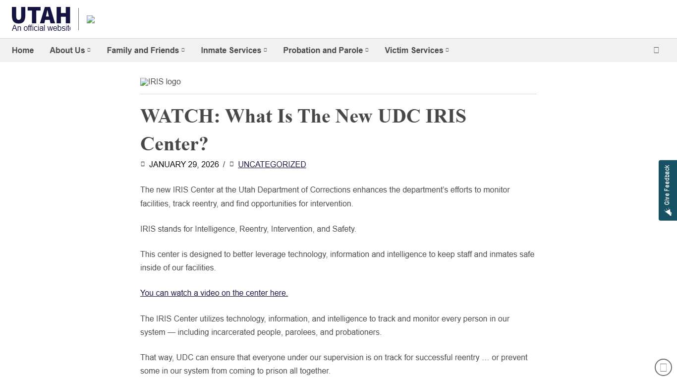 WATCH: What Is The New UDC IRIS Center? UDC – Corrections
